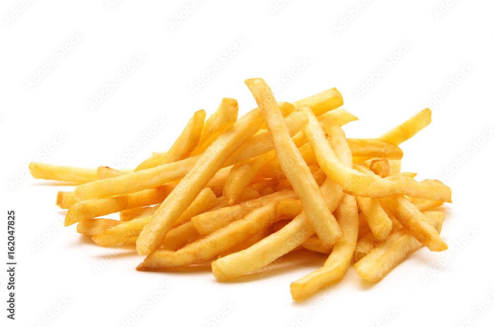 potato fry on white isolated background