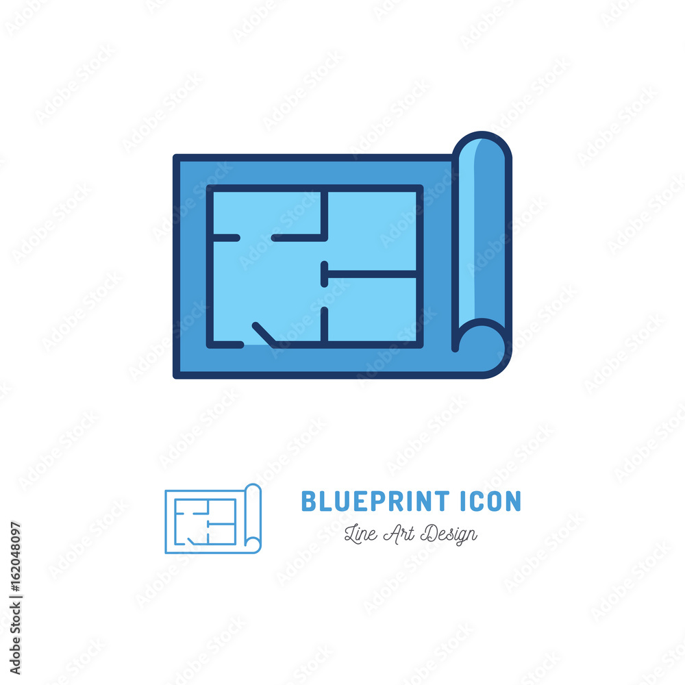 Vector blueprint icon Building plan outline symbol Vector blueprint icon Building plan outline symbol