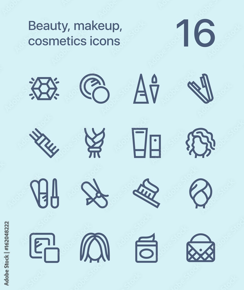 Fototapeta premium Outline Beauty, cosmetics, makeup icons for web and mobile design pack 4