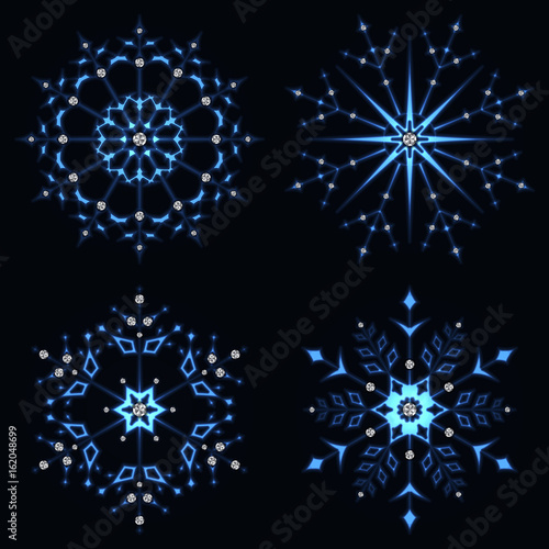 Blue shining snowflake