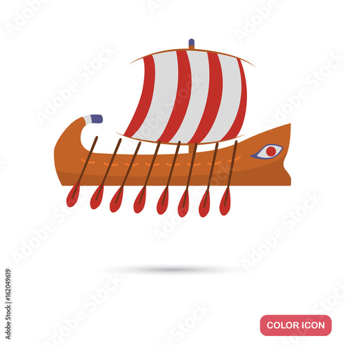 Ancient Greece ship color flat icon for web and mobile design