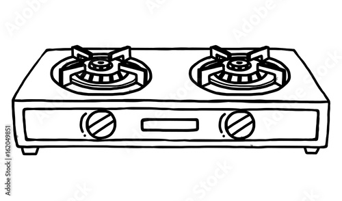 gas stoves / cartoon vector and illustration, black and white, hand drawn, sketch style, isolated on white background.
