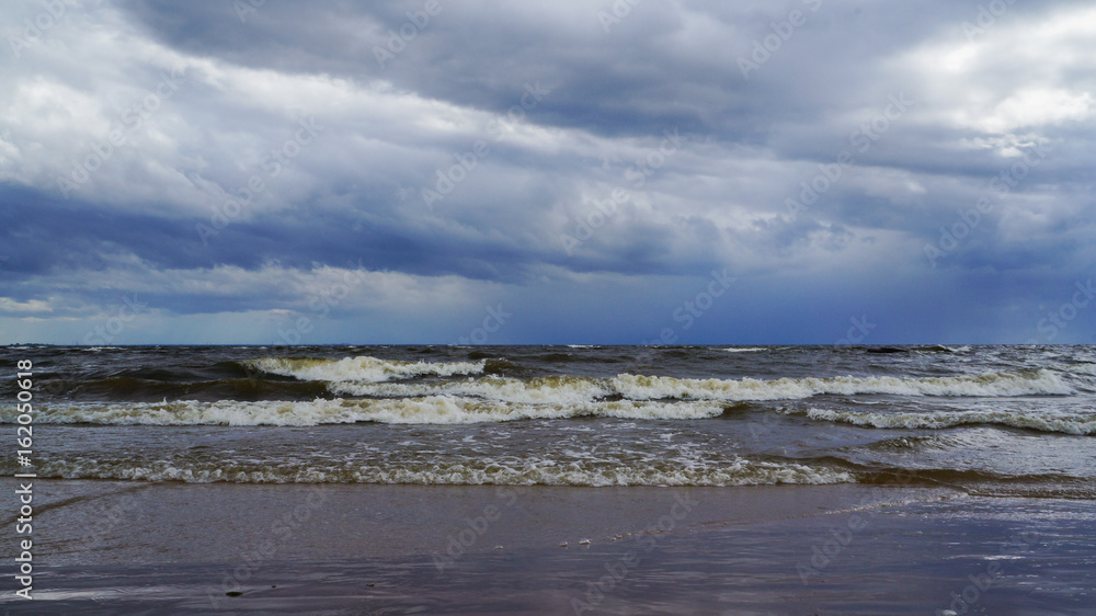 Dramatic stormy landscape on the Baltic sea. Summer 2016.
