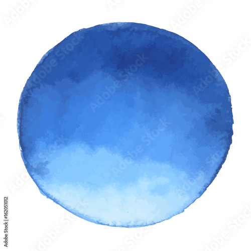 Bright dark blue vector watercolor banner blot