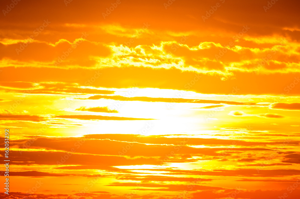 Orange Sky; Scenic view of Sunset with clouds