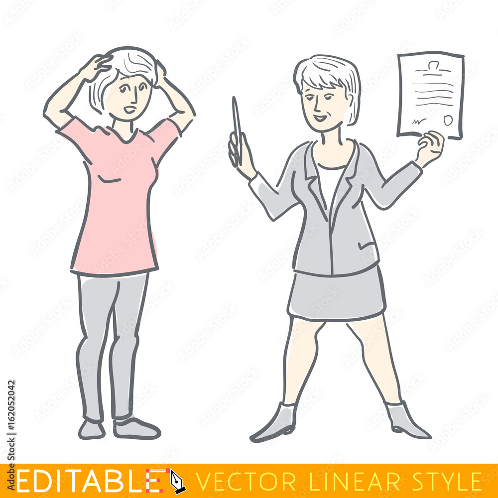 Shocked customer. Editable line sketch. Stock vector illustration. Shocked customer. Editable line sketch. Stock vector illustration.