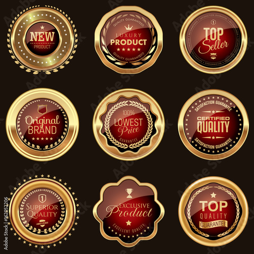 Set of golden and luxury marketing badges