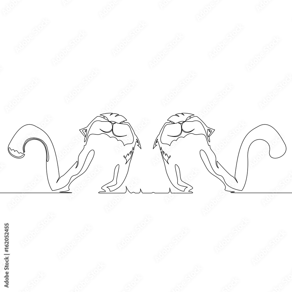 Obraz premium Continuous line drawing of two kittens. Vector illustration