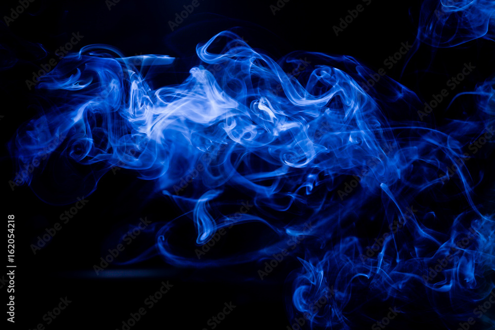Blue toxic fumes movement on a black background. Blue toxic fumes movement on a black background.