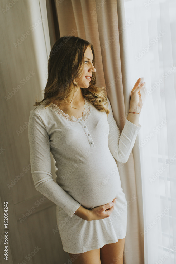 Young pregnant woman by the window