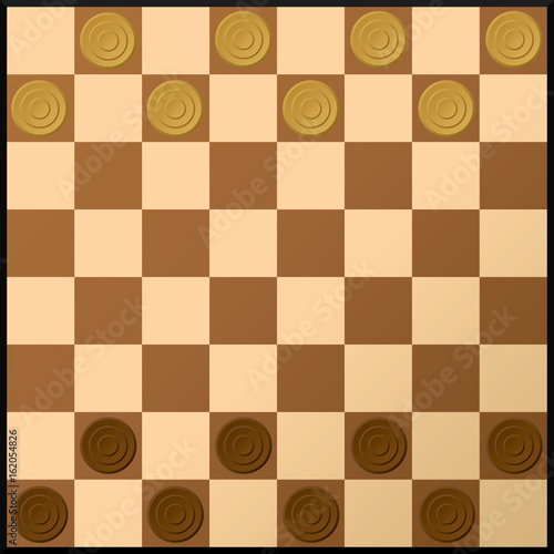 Checkers game top view. Vector illustration
