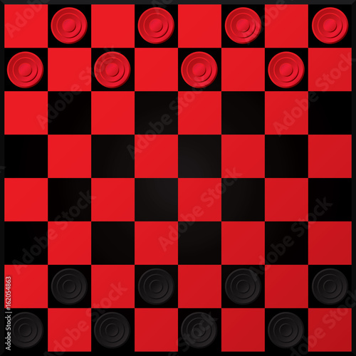 Checkers game top view. Vector illustration
