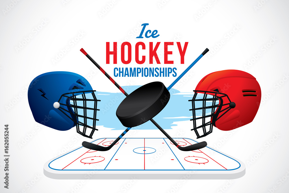 Naklejka premium Vector of ice hockey championship badge and design elements.