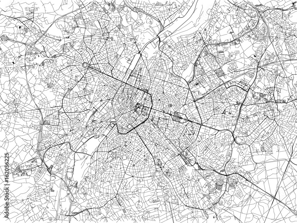 Samolepka Cartina di Bruxelles, città, strade, Belgio