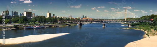 Obraz na płótnie Panorama of Warsaw with Srednicowy bridge w salonie