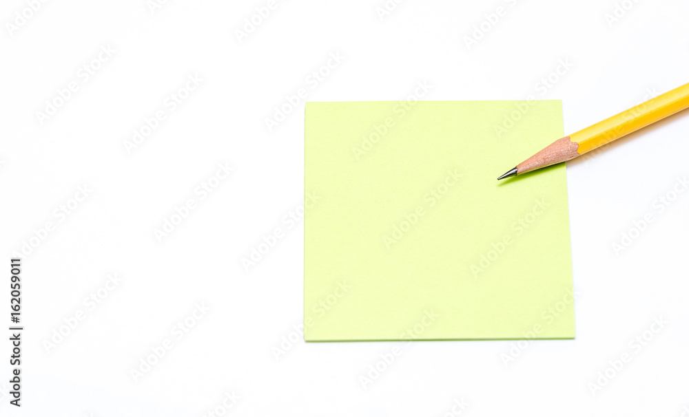 pencil and post it paper on white background pencil and post it paper on white background