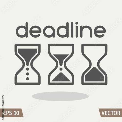 Hourglass time management business icons set, deadline, animated sandclock