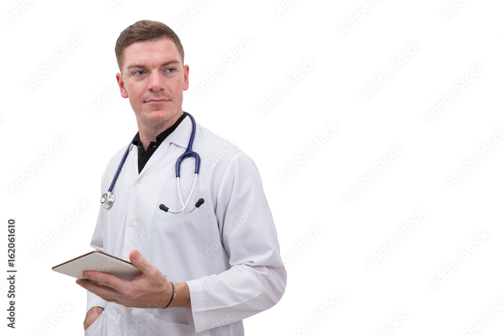 Doctor with the stethoscope around his neck Doctor with the stethoscope around his neck