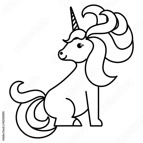 Unicorn animal horn icon vector illustration design draw © Gstudio
