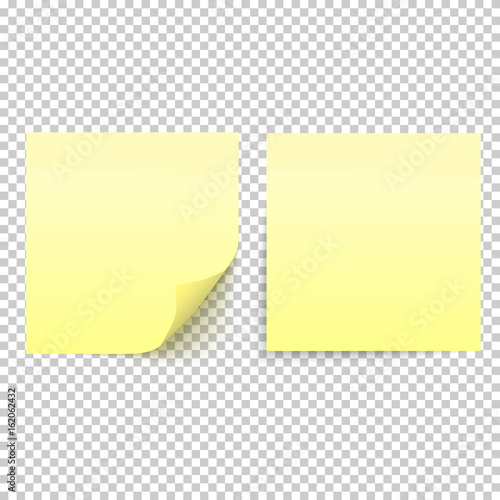Yellow stick note isolated on transparent background