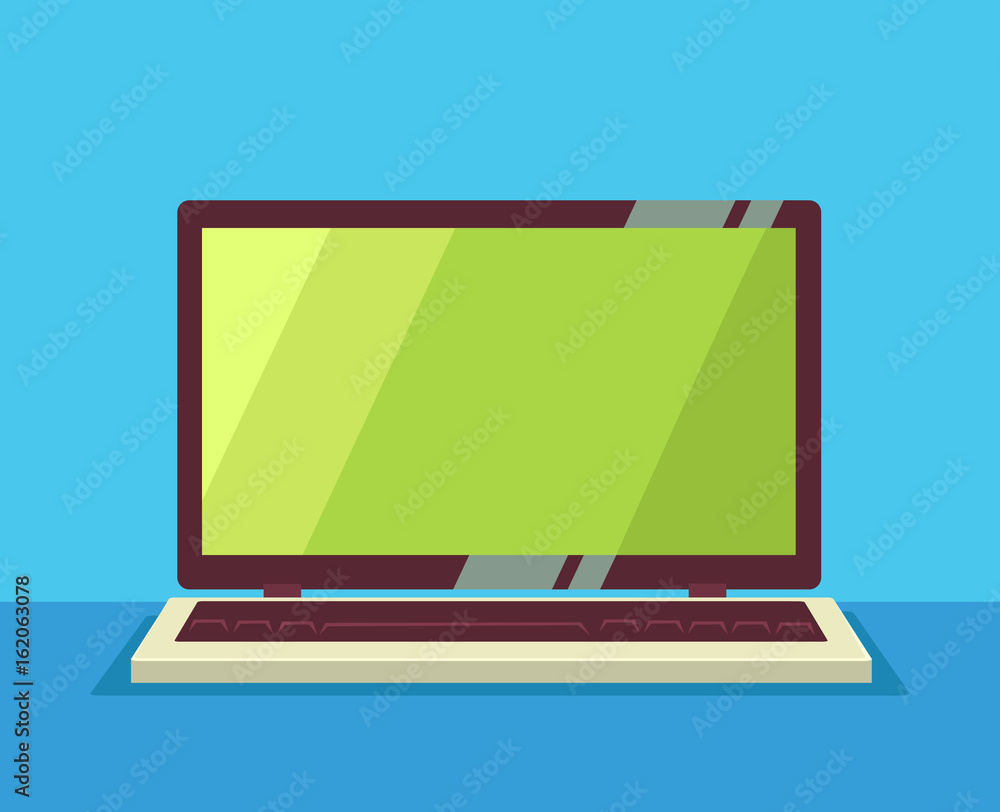 Laptop personal computer icon. Vector flat cartoon illustration Laptop personal computer icon. Vector flat cartoon illustration