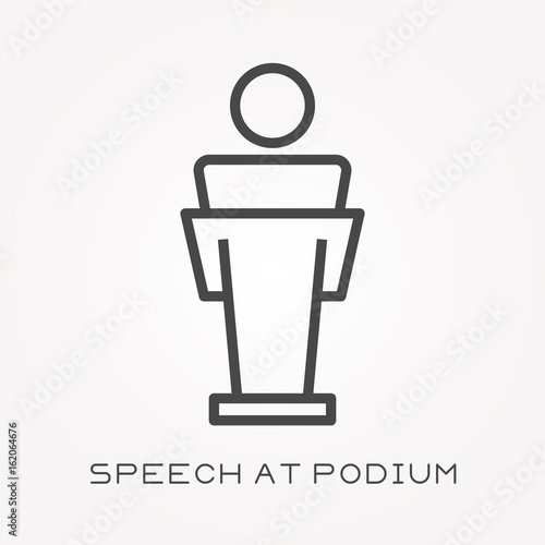 Line icon speech at podium