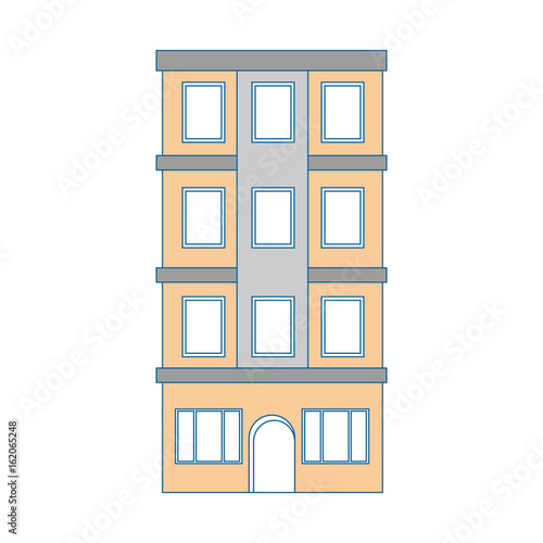 apartment building icon over white background colorful design vector illustration