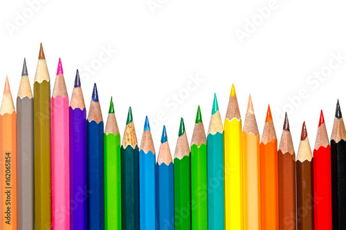 Color pencil and pencil and white background for isolate and cut out the background, Stationery, Color pencil and shavings