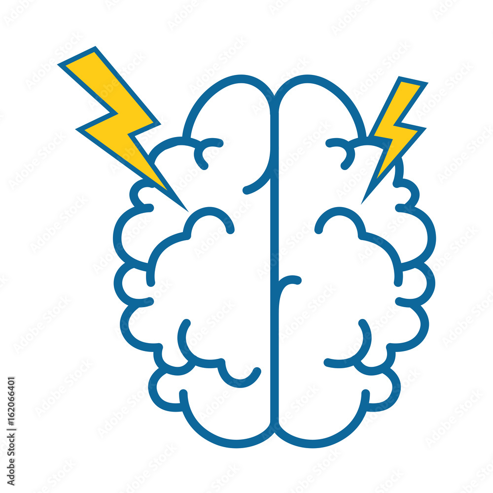 Obraz premium brain with thunders icon over white background vector illustration