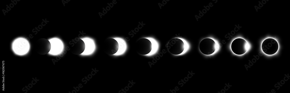 Naklejka premium Different phases of solar and lunar eclipse . Vector .