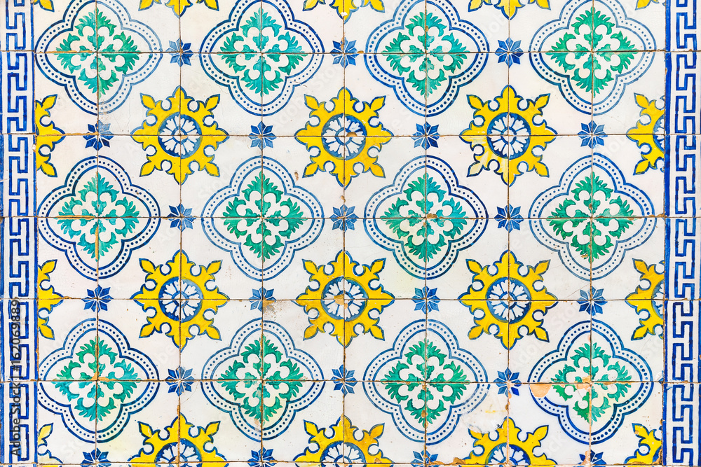 Azulejos tiles on a wall in Lisbon Azulejos tiles on a wall in Lisbon
