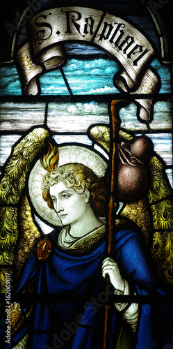 Archangel Raphael in stained glass