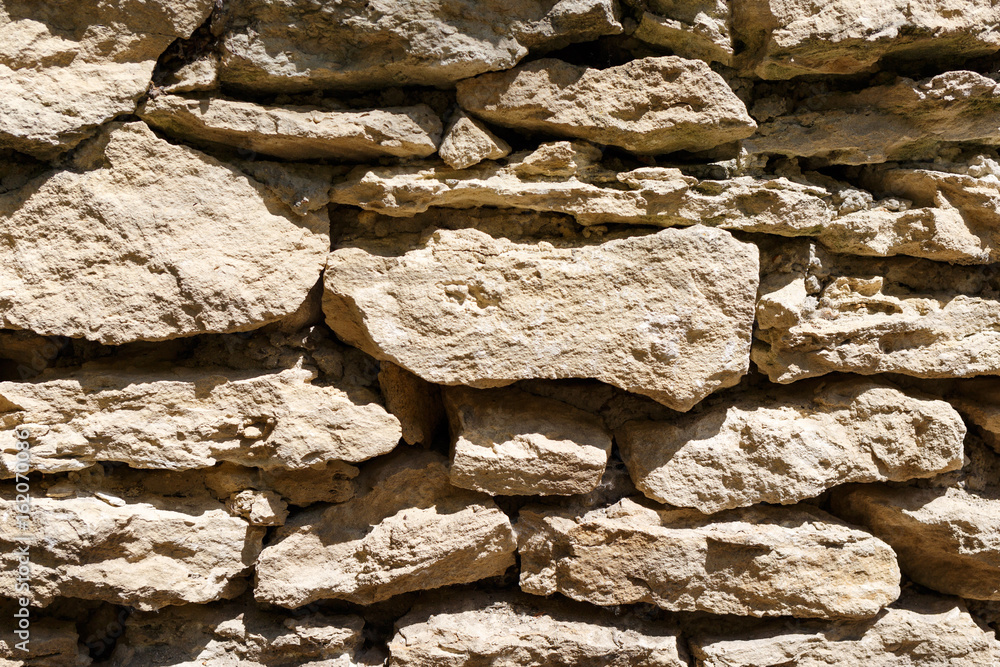 Fototapeta premium Wall of different sized rocks. Background.