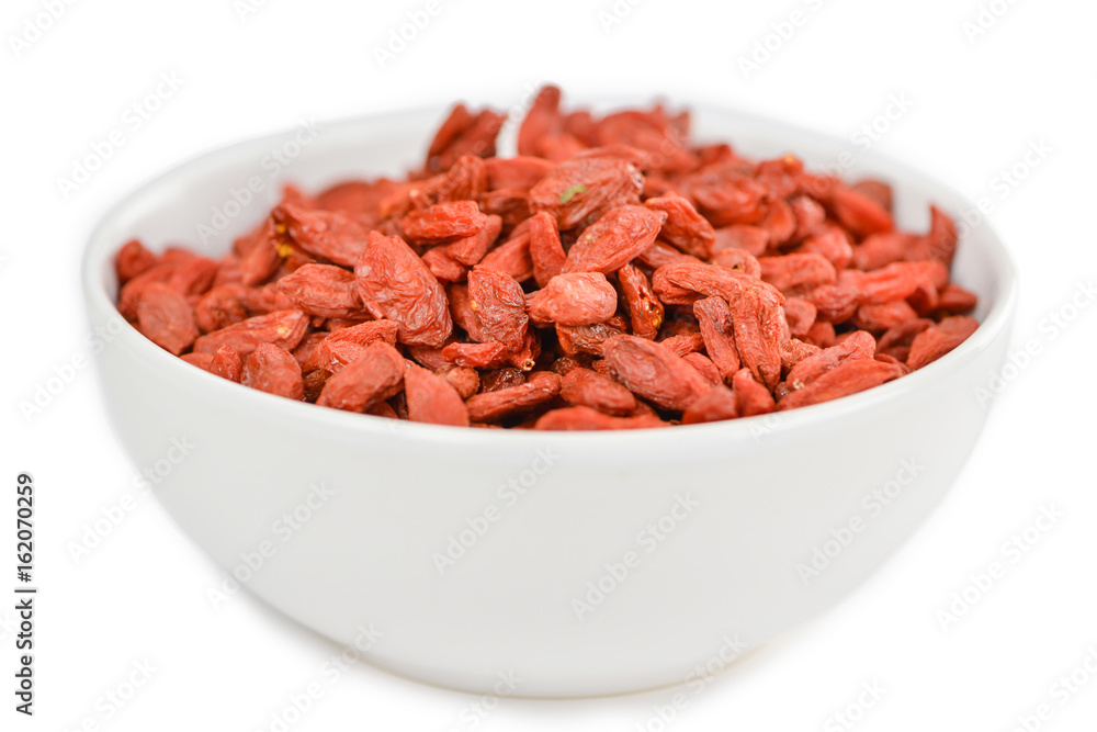 Portion of Goji Berries isolated on white Portion of Goji Berries isolated on white