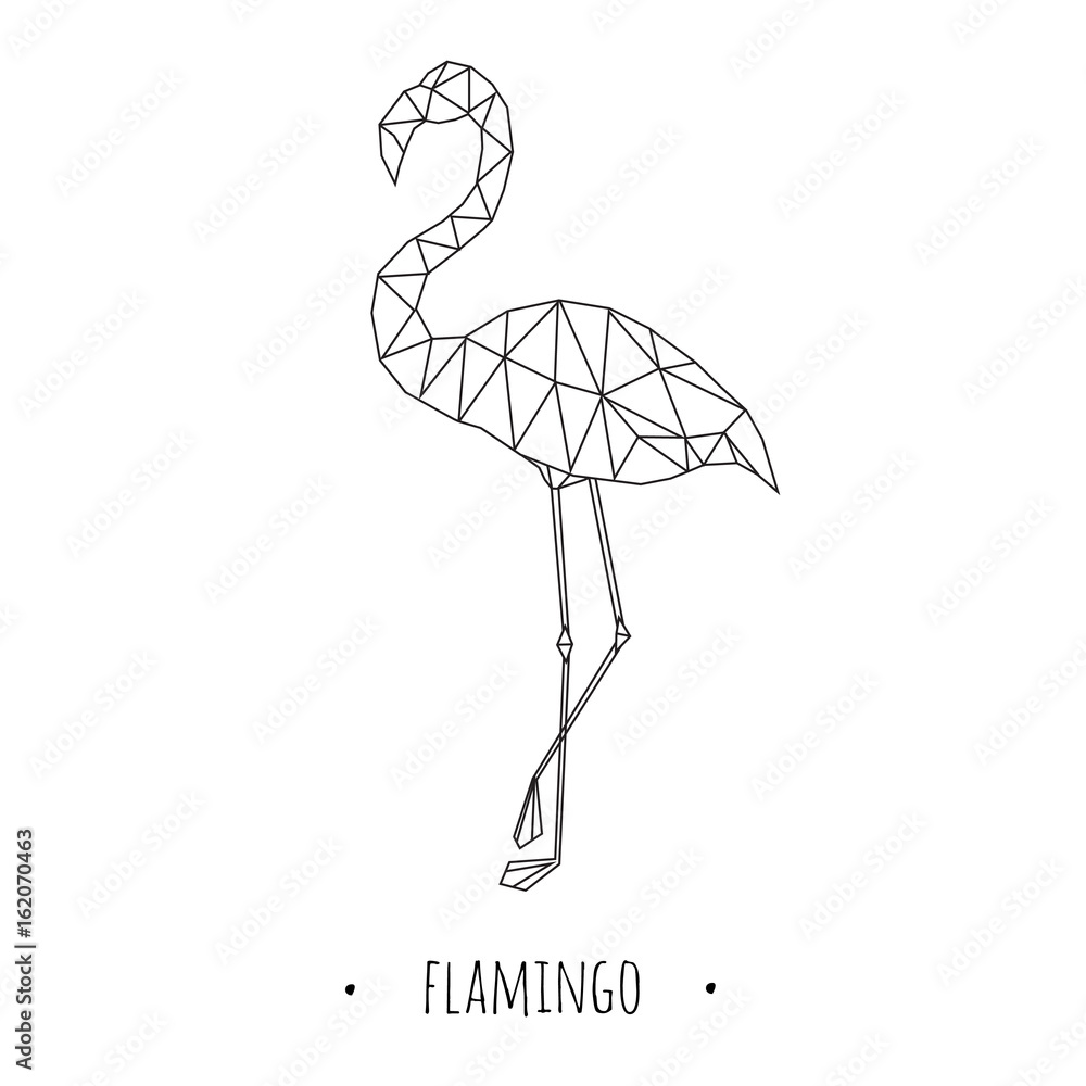 Naklejka premium Wieloboczny model w kształcie trójkąta Flamingo