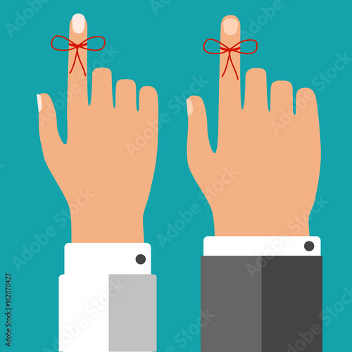 Finger with a red ribbon