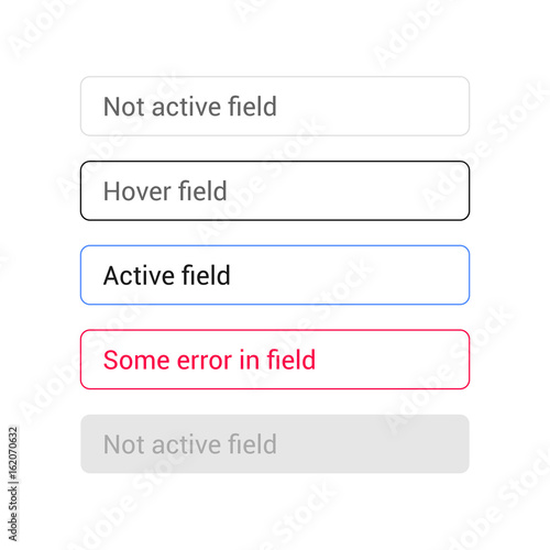 Text input vetor set. States of text fields