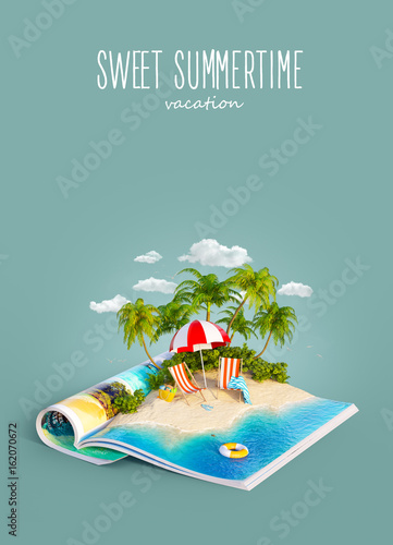 Deck chairs on a sand beach