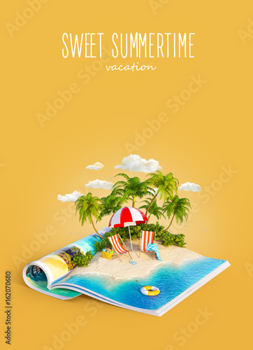 Deck chairs on a sand beach