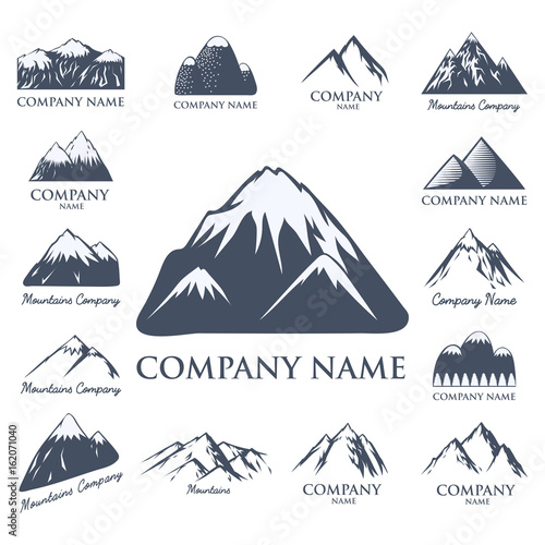Mountain vector silhouette nature outdoor rocky snow ice top decorative landscape travel climbing hill peak hiking illustration