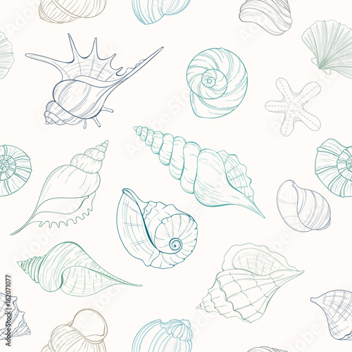 Seashell seamless pattern © Mespilia