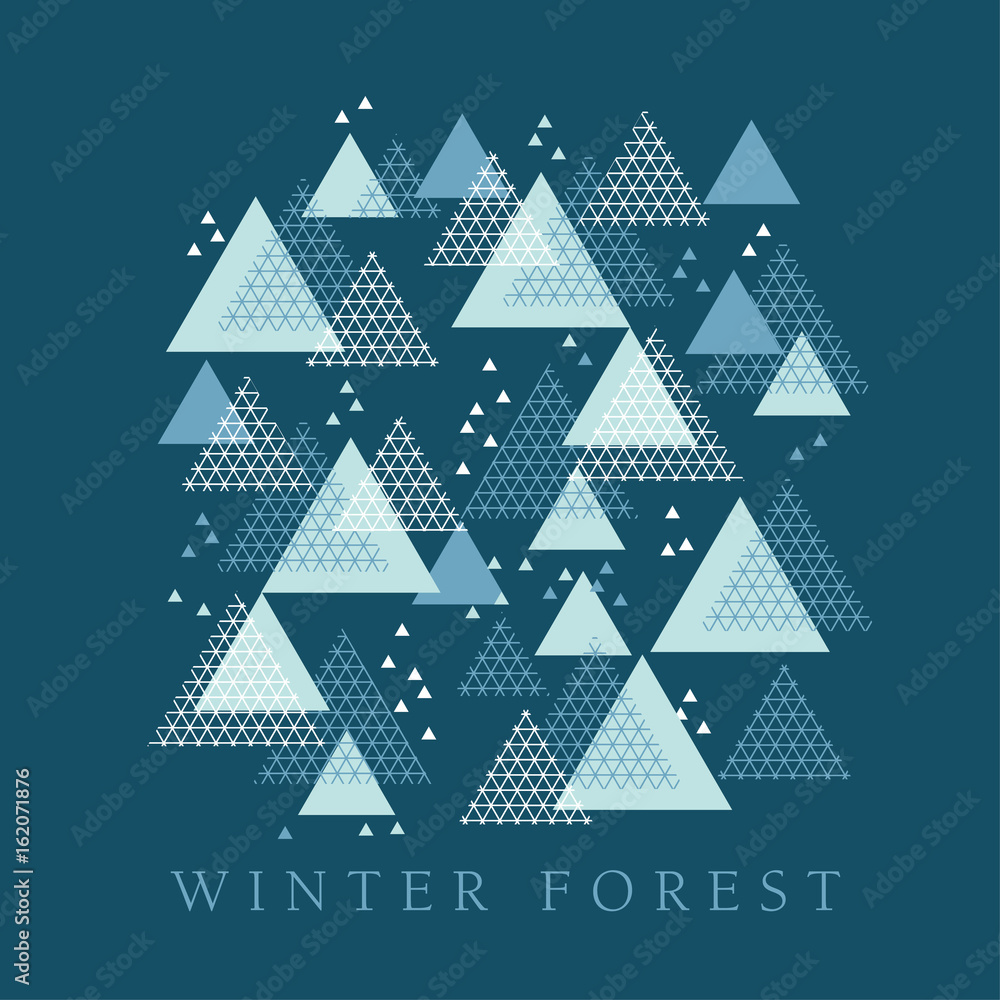 Concept winter geometry design element. Modern style vector illustration for header, card, poster, invitation. Abstract line grid pattern triangle motif for winter and xmas projects.