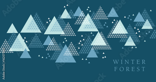 Concept winter geometry design element. Modern style vector illustration for header, card, poster, invitation. Abstract line grid pattern triangle motif for winter and xmas projects.