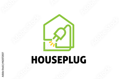 House Plug Logo Design Illustration