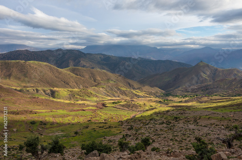 Panoramic view of colorful valley in Morocco The High Atlas mountain range, Africa