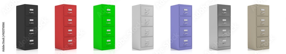 Filing cabinets isolated on white background. 3d illustration Filing cabinets isolated on white background. 3d illustration
