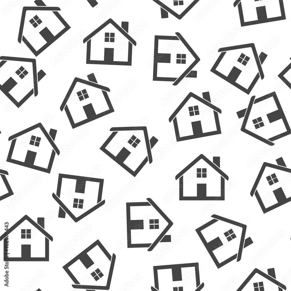 House seamless pattern background icon. Flat vector illustration. Home sign symbol pattern.
