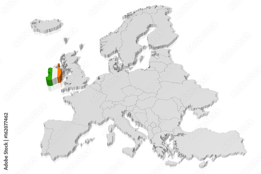 3D map, flag - Ireland