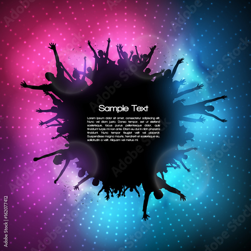 Abstract Colorful Dancing People Silhouettes Party Vector Background