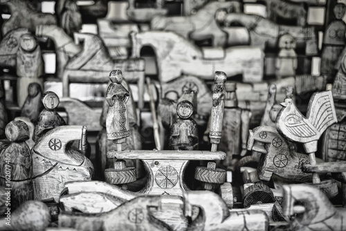 Wooden figures with shallow depth of field
